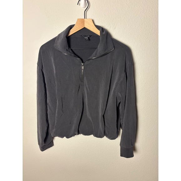 Athleta Tops - Athleta Seasoft Quarter Zip Bubble Hem Sweatshirt Charcoal Grey Womens Medium